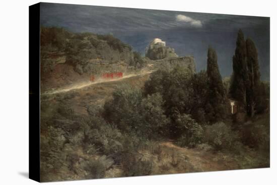 Mountain Castle With Warriors-Arnold Bocklin-Premier Image Canvas