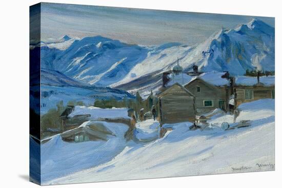 Mountain farm in snow landscape-Karl K. Uchermann-Premier Image Canvas