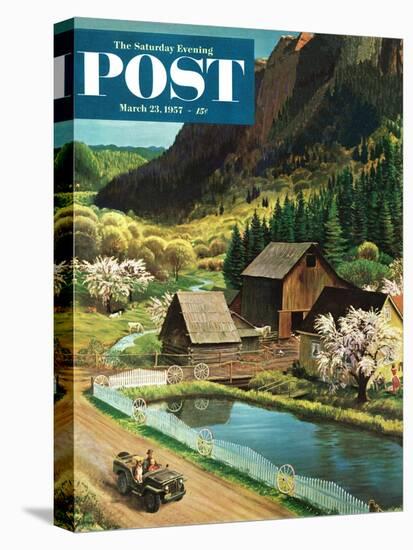 "Mountain Farm" Saturday Evening Post Cover, March 23, 1957-John Clymer-Premier Image Canvas