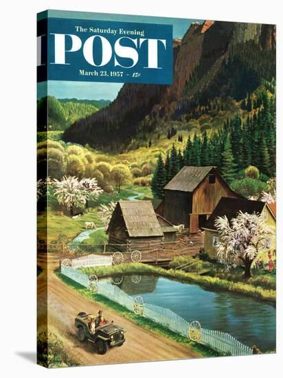 "Mountain Farm" Saturday Evening Post Cover, March 23, 1957-John Clymer-Premier Image Canvas
