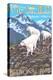 Mountain Goats Scene, Glacier National Park, Montana-Lantern Press-Stretched Canvas