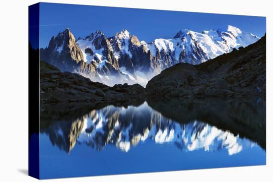 Mountain Landscape, Lac Blanc with Aiguilles De Chamonix, Mont Blanc at Right, Haute Savoie, France-Frank Krahmer-Premier Image Canvas