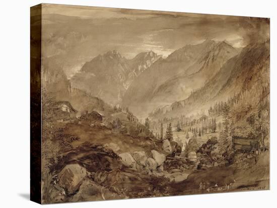 Mountain Landscape, Macugnaga, 1845 (Pen and Brown Ink and Wash over Pencil on Paper)-John Ruskin-Premier Image Canvas