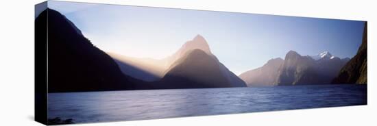 Mountain Range at Water's Edge, Milford Sound, Fiordland National Park, South Island, New Zealand-null-Premier Image Canvas