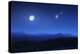 Mountain Range on a Misty Night with Moon and Starry Sky-null-Premier Image Canvas