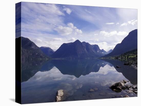 Mountain Reflecting in Fjord Waters, Norway-Michele Molinari-Premier Image Canvas