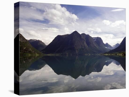Mountain Reflecting in Fjord Waters, Norway-Michele Molinari-Premier Image Canvas