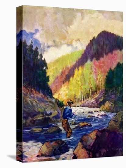 "Mountain Stream Fishing,"May 1, 1938-Q. Marks-Premier Image Canvas