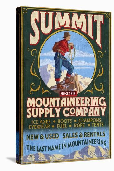 Mountaineering Supplies - Vintage Sign-Lantern Press-Stretched Canvas