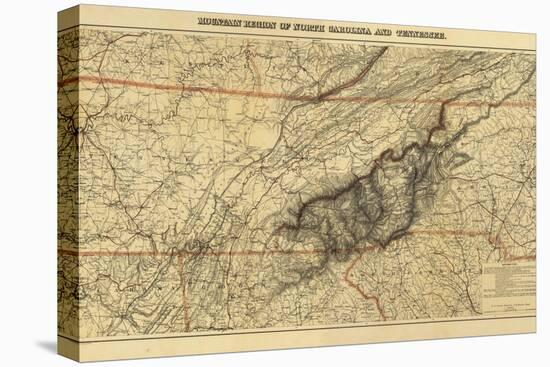 Mountains of North Carolina and Tennessee - Panoramic Map-Lantern Press-Stretched Canvas