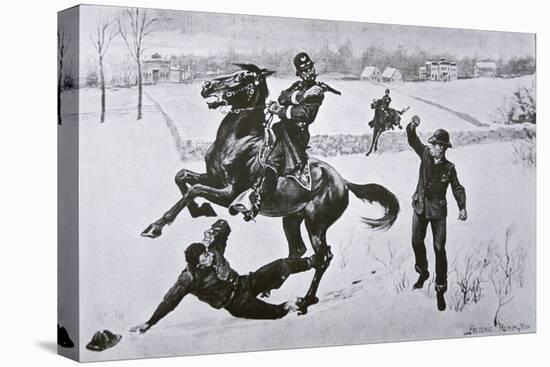 Mounted Police Arresting Burglars in Upstate New York, c.1880-Frederic Sackrider Remington-Premier Image Canvas