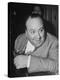 Movie Director Alfred Hitchcock Sits at Chasen's Bar While Enjoying a Cocktail Hour-Peter Stackpole-Premier Image Canvas