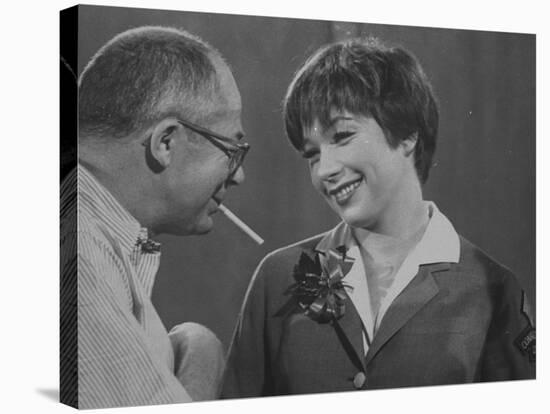 Movie Director Billy Wilder with Actress Shirley MacLaine on Set During Filming of The Apartment-Grey Villet-Premier Image Canvas