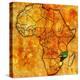 Mozambique on Actual Map of Africa-michal812-Stretched Canvas