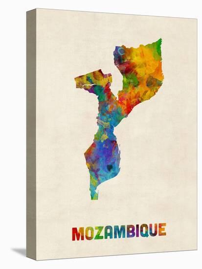 Mozambique Watercolor Map-Michael Tompsett-Stretched Canvas