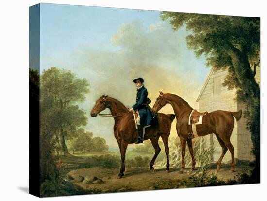 Mr. Crewe's Hunters with a Groom Near a Wooden Barn-George Stubbs-Premier Image Canvas