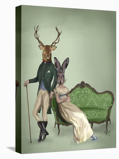 Mr Deer and Mrs Rabbit-Fab Funky-Stretched Canvas