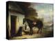 Mr Stuart's Favourite Hunter, Vagabond and His Flatcoated Retriever, Nell by a Cottage Door-John Ferneley, Sr-Premier Image Canvas