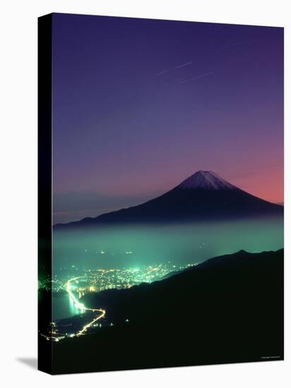 Mt. Fuji and City Lights, Viewed from Mitsu Tohge, Yamanashi, Japan-null-Premier Image Canvas