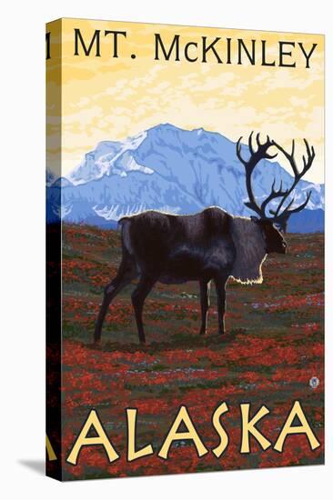 Mt. McKinley, Alaska - Caribou-Lantern Press-Stretched Canvas