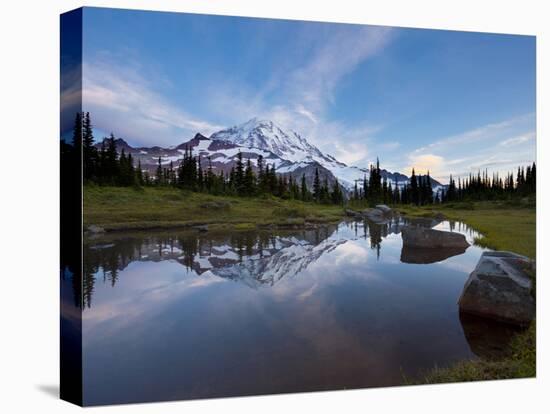 Mt. Rainier Is Reflected in a Small Tarn in Spray Park, Mt. Rainier National Park, Washington, USA-Gary Luhm-Premier Image Canvas