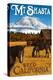 Mt. Shasta - Weed, California - Horses and Mountain-Lantern Press-Stretched Canvas