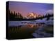 Mt. Shuksan Reflecting into a Partial Ice Covered Picture Lake at Sunset-null-Premier Image Canvas