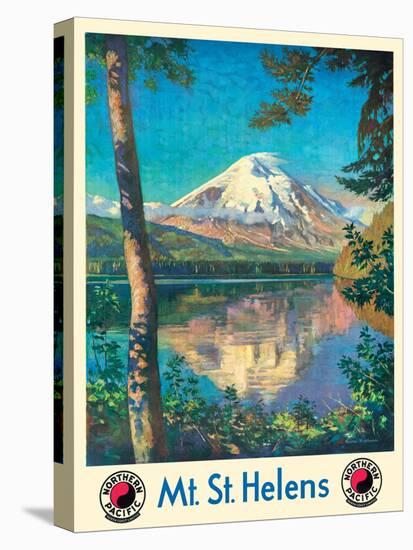 Mt. St. Helens - Spirit Lake, Washington - Vintage Northern Pacific Railway Travel Poster, 1920s-Gustav Wilhelm Krollmann-Stretched Canvas