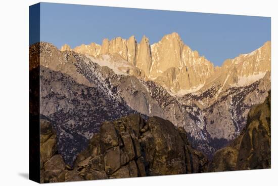 Mt. Whitney at Dawn with Rocks of Alabama Hills, Lone Pine, California-Rob Sheppard-Premier Image Canvas