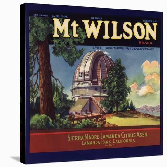 Mt Wilson Brand - Lamanda Park, California - Citrus Crate Label-Lantern Press-Stretched Canvas