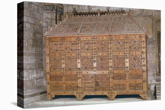 Mudejar Style Carved Wood Cabinet, Adorned with Coloured Iron Decorations, Spain-null-Premier Image Canvas