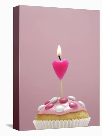Muffin, Icing, Pink, Chocolate Beans, Candle, Heart Form, Burn, Detail-Nikky-Premier Image Canvas