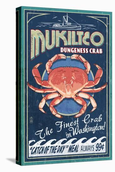 Mukilteo, Washington - Dungeness Crab Vintage Sign-Lantern Press-Stretched Canvas