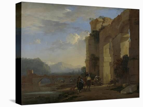 Muleteers Beside an Italian Ruin-Jan Asselijn-Stretched Canvas