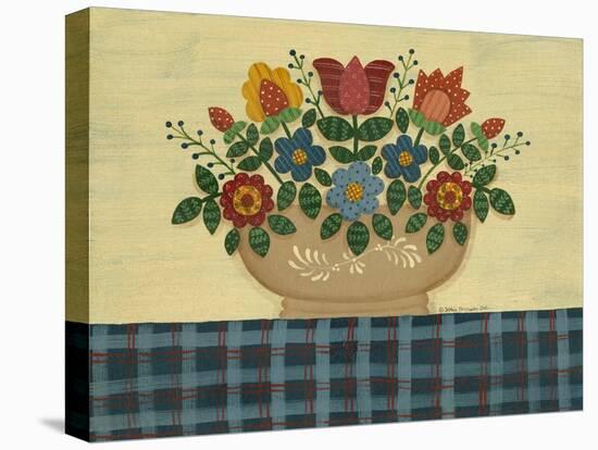 Multi-Colored Flowers with Dark Blue Tablecloth-Debbie McMaster-Premier Image Canvas