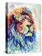 Multicolour Lion-Sarah Stribbling-Stretched Canvas