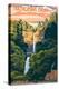Multnomah Falls, Oregon - Sunset-Lantern Press-Stretched Canvas