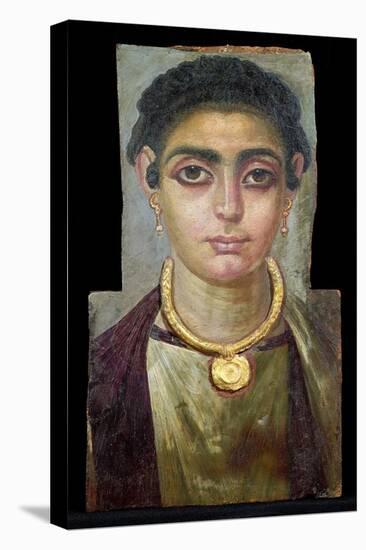 Mummy Portrait: Head of a Woman, Egyptian, 130-160 Ad (Encaustic with Gilded Stucco on Wood)-null-Premier Image Canvas