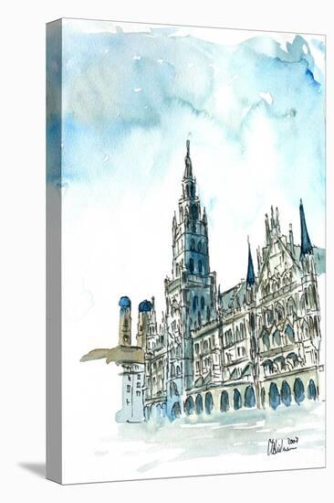 Munich City Hall with Church of Our Lady-Markus Bleichner-Stretched Canvas