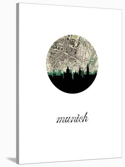 Munich Map Skyline-Paperfinch 0-Stretched Canvas