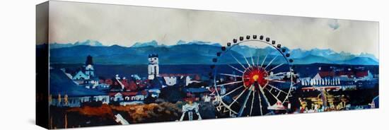 Munich Oktoberfest Panorama with Alps and Giant Wheel-Markus Bleichner-Stretched Canvas