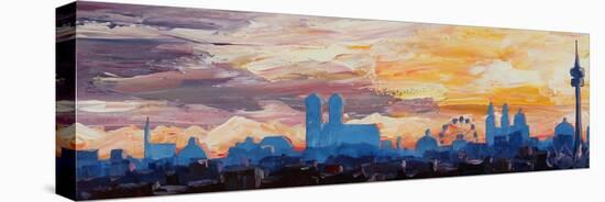 Munich Skyline at Dusk with Alps-Markus Bleichner-Stretched Canvas