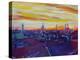 Munich Skyline with Burning Sky at Sunset-Markus Bleichner-Stretched Canvas