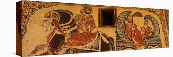 Mural on a Wall, Thakur Nawal Singh Haveli, Nawalgarh, Shekhawati, Rajasthan, India-null-Premier Image Canvas