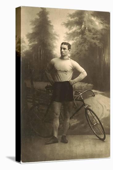 Muscular Man with Bicycle-null-Stretched Canvas
