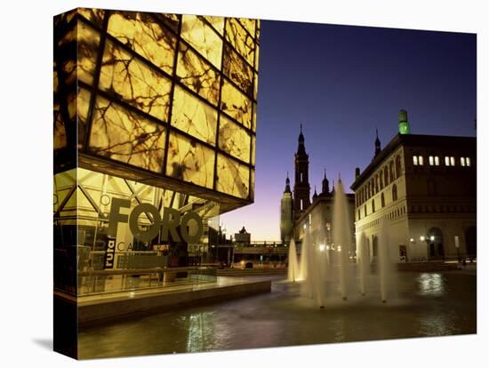 Museo Del Foro and Fountains in the Plaza De La Seo Illuminated at Night, Zaragoza, Aragon, Spain-Ruth Tomlinson-Premier Image Canvas