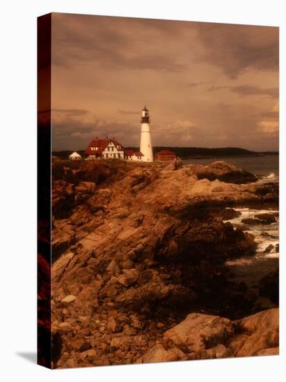 Museum and Portland Head Light House at Cape Elizabeth, Portland, Maine, Portland, USA-Mark Newman-Premier Image Canvas