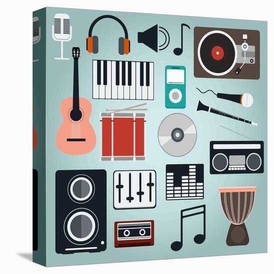 Music Instruments and Gadgets Big Icon Set-Frimufilms-Stretched Canvas