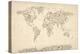 Music Notes Map of the World Map-Michael Tompsett-Stretched Canvas