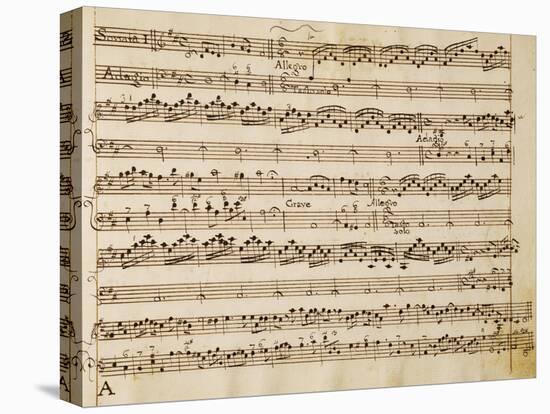 Music Score of Sonatas for Violin, Violone and Harpsichord, Op V, Allegro-Grave-Arcangelo Corelli-Premier Image Canvas